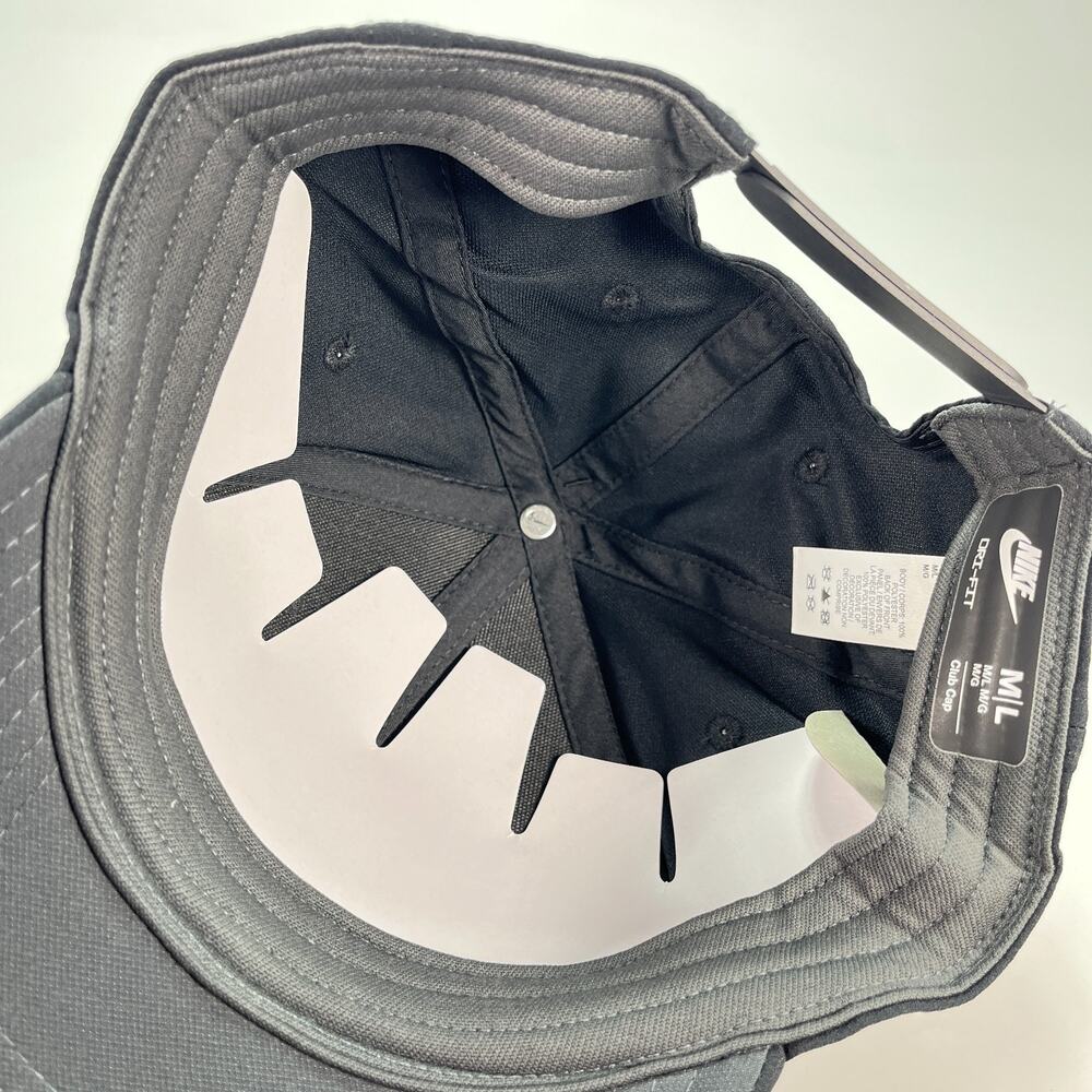 Nike Dri-FIT Black Structured Swoosh Mid Depth Baseball Club Cap FV5563-010 M/L - Picture 4 of 5